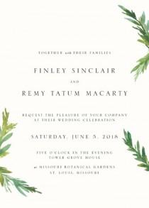 wedding photo - Simple Pine Branches - Customizable Wedding Invitations in White by Nikkol Christiansen.