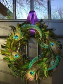 wedding photo - Peacock Feather Wreath