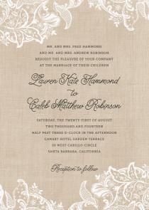 wedding photo - Burlap & Lace wedding invitations