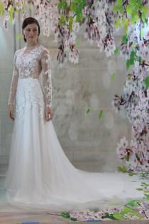 wedding photo - Sexy Romantic 3D Lace, Silk Bridal Gown, Beach Wedding dress