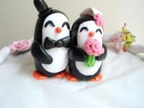 wedding photo - Penguin Wedding Cake Topper Penguin Cake Topper Wedding Cake Black and White Wedding Decoration Penguin Wedding