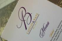 wedding photo - Wedding Menu Card - Custom Monogram in your choice of colors - Shimmer Cardstock