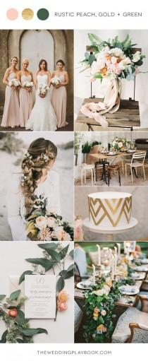 wedding photo - Rustic Peach, Gold And Green Wedding Inspiration