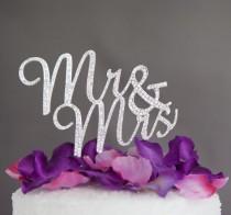 wedding photo - Sparkles Silver Crystal Rhinestone Monogram Mr & Mrs Wedding Cake Topper