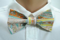 wedding photo -  Paisley men's bow tie Wedding bowtie Birthday wishes gift Child tie Style men's accessories Patterned bow ties for men Fantasy bow tie Ties