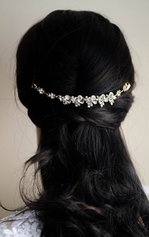 wedding photo -  Wedding Hair Chain Bridal Hair Chain swarovski pearls CZ crystal Hair Wrap Headpiece, Wedding Halo Crystal Hair Comb, Wedding Hair Comb Vine