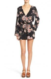 wedding photo - One Clothing Bell Sleeve Floral Print Woven Romper 