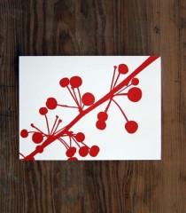 wedding photo - Red Bird Ink: Letterpress Notecard, Red Berries with Coordinating Envelope