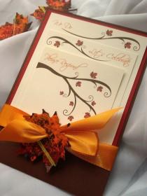 wedding photo - SEASONS OF LOVE Autumn Pocket Wedding Invitation - Sample