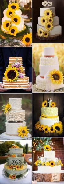 wedding photo - 32 Orange & Yellow Fall Wedding Cakes With Maple Leaves , Pumpkins & Sunflowers