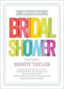 wedding photo - Rainbow Type Bridal Shower Invitation