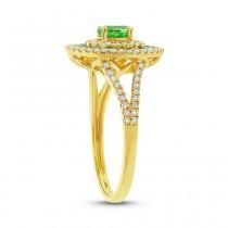 wedding photo -  Green Garnet & Diamond Split Shank Ring - Split Shank Engagement Rings 14k Yellow Gold - Green Garnet Jewelry - Anniversary Rings
