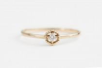 wedding photo - Unique engagement ring, tiny diamond ring, diamond stacking ring, hexagon ring, 14k yellow gold, rose gold, white gold option
