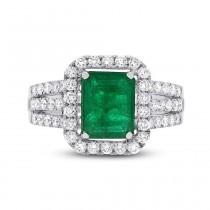 wedding photo -  1.80 ct Green Emerald & Diamond Halo Multi-Row Engagement Ring - Engagement Rings for Women - Emerald Jewelry