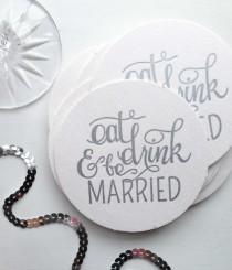 wedding photo - Wedding Coasters Letterpress Coasters Silver
