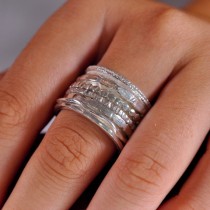 wedding photo -  Extra Wide Spinner ring, Anxiety rings, meditation band, worry ring, Engagement rings, silver wedding rings, Sterling silver Ring