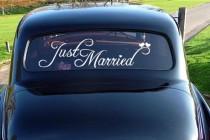 wedding photo - New Just Married Wedding Car Cling Decal Sticker Window Banner Decoration