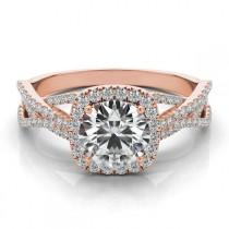wedding photo -  Forever One Moissanite & Diamond Braided Ring 14k Rose Gold, Pink Engagement Rings Diamond vs Moissanite, Bridal Jewelry, Vintage Style, Designs
