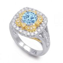 wedding photo -  Vintage-Style Aquamarine & Diamond Ring, Anniversary Gemstone Rings, Antique Jewelry, Gemstone Wedding Gifts for Women