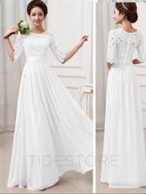 wedding photo -  Vintage Lace Half Sleeve Chiffon Long Maxi Plus Size Dress