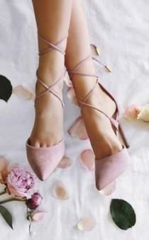 wedding photo - Michele Dusty Rose Lace-Up Heels