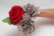 wedding photo - brooch bouquet, bridesmaids bouquet, wedding bouquet, paper flower bouquet, wedding flowers