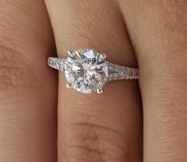 wedding photo - 2.5 CT Round Cut D/VS2 Diamond Engagement Ring 18k White Gold  Clarity Enhanced