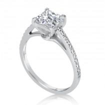 wedding photo - 1.5 CT Princess Cut D/SI1 Diamond Engagement Ring 14k White Gold  Enhanced