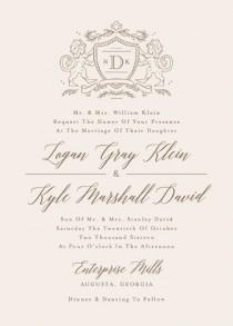wedding photo - Classic Crest - Customizable Wedding Invitations in Beige or Gold by Kristen Smith.