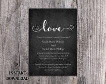 wedding photo -  DIY Wedding Invitation Template Editable Word File Instant Download Printable Chalkboard Wedding Invitation Black & White Heart Invitation
