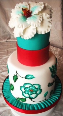 wedding photo - Brush Embroidery Flowers — Birthday Cakes