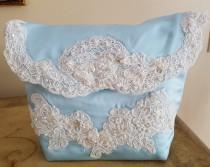 wedding photo - Wedding Handbag / Blue Satin & French Lace Bridal Purse /  Handmade OOAK Wedding Handbag/  Something Blue
