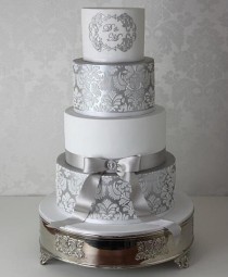 wedding photo - 2 Damask Cake Stencils For Wedding Cakes, Plantillas Para Tarta De Fondant