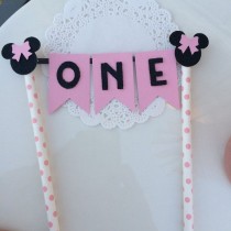 wedding photo - Minnie Mouse Birthday Cake Topper