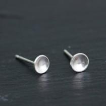 wedding photo - Small cup studs, sterling silver stud earrings - minimal, simple every day earrings