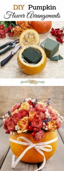 wedding photo - DIY Pumpkin Flower Arrangements