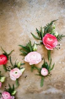 wedding photo - Pink Ranunculus Boutonnieres