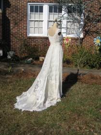 wedding photo - Ivory Champagne Hippie Lace Collage Wedding Gown One of a KIND made to order