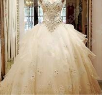 wedding photo - Wedding Ball Gown  Luxury Beaded Crystal Organza Empire Sweetheart Strapless Wedding Dresses Wedding Dress Bridal Gown Vintage Wedding Dress From Hjklp88, $272.0