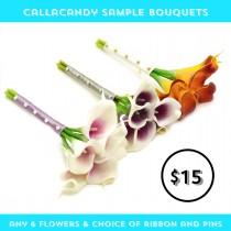 wedding photo - Sample Bouquet - Choose any 6 Calla Lilies, Satin Ribbon and Pixie Pins - Perfect for color matching!