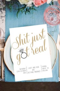 wedding photo - Wedding, Save The Date, DIY Printable Invitation, Engagement, Print At Home, Invite, Shit Just Got Real, Rustic, Fun, Unique, Stationary