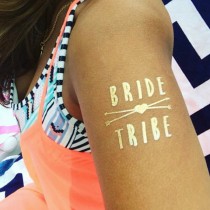 wedding photo - Bride Tribe Gold Temporary Tattoo, Individually Packaged Party Favors, Flash Tattoo, Gold Tattoo, Metallic Tattoo, Bride Tattoo Available