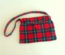 wedding photo - Tartan Wool Purse - Scotland Kilt - Hand Made - Plaid - Red Navy - Celtic - Romantic - Shoulder Bag - Recycled - UNIQUE - OOAK