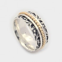 wedding photo -  Floral Motif Spinner Ring, Leaf Motif Spinner Ring, Elegant Spinner Ring, Silver Spinner Ring, Fidget Ring, Worry Ring, Meditation Ring