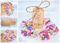 wedding photo -  Girls jewelry, flower bracelet, polymer clay bracelet, floral jewelry, polymer clay, handmade jewelry, handmade bracelet, purple lilac, pink lilac, lilac, pink, whi
