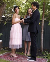 wedding photo - A Casual Yellow-and-Pink Wedding At Home In California