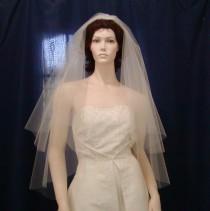 wedding photo - 2 Tier fingertip length  Circle Cut Bridal Veil featuring a sheer plain cut edge