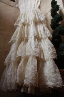 wedding photo - Antique Dress- Vintage Wedding Dress- Bohemian Dress- Gypsy Lace Wedding Dress - Bohemian Clothing-  Gypsy Wedding Dress- Gypsy Dress- Cream