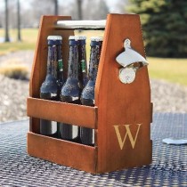 wedding photo - Engraved Wooden Six Pack Beer Holder