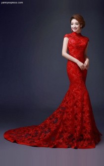 wedding photo - Wedding Qipao / Cheongsam Bridal Kwa Qun Couture Evening Dress